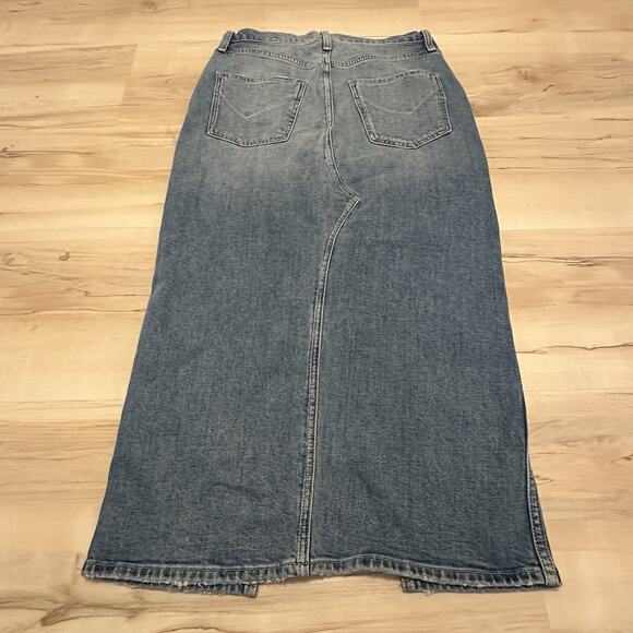 Hudson Women 29 Reconstructed Denim Midi Skirt Front Split High Rise Light Blue - Picture 5 of 9